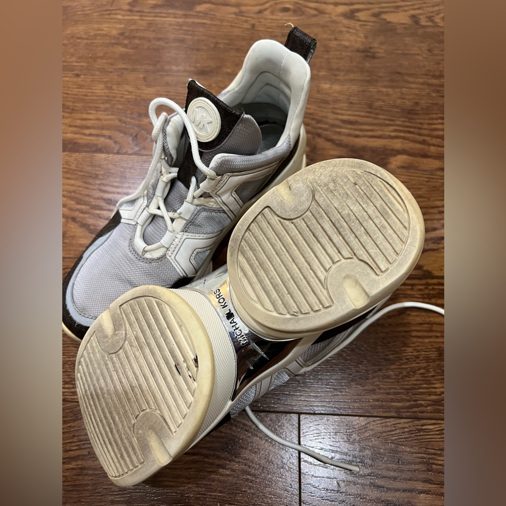 Michael Kors White, Gray and Black Olympia Sneakers - Picture 6 of 9